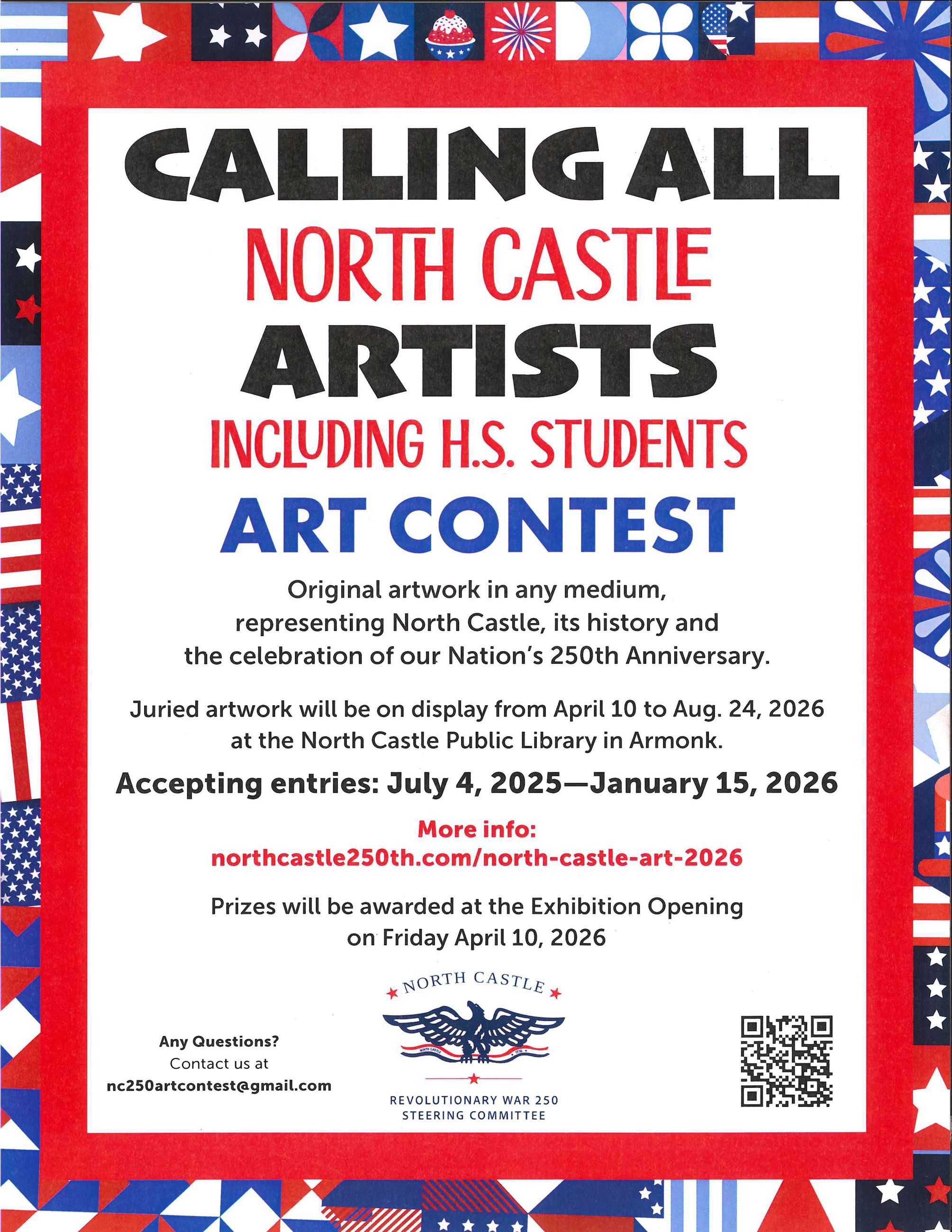 North Castle Revolutionary War 250 Art Contest call for entries poster